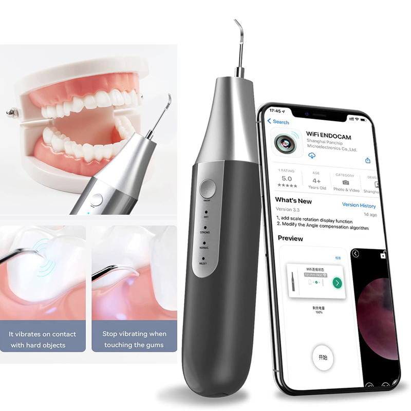 Linkable Wi Fi Ορατό υπερηχητικό καθαριστικό δοντιών - Ενήλικες οδοντιατρικές καθαριστικές κιτ οδοντικής πλάκας αφαίρεσης, εφαρμογή για iPhone και Android